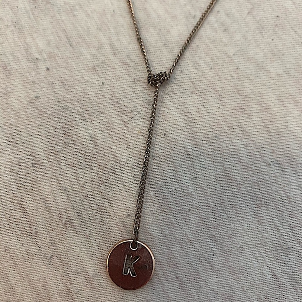 “K” initial long necklace